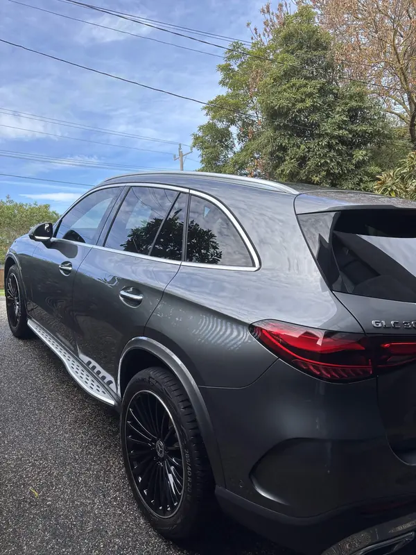 Grey GLC 300 side profile on a driveway