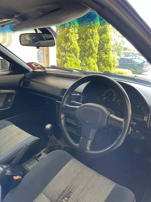 Steering wheel and dash of the Celica